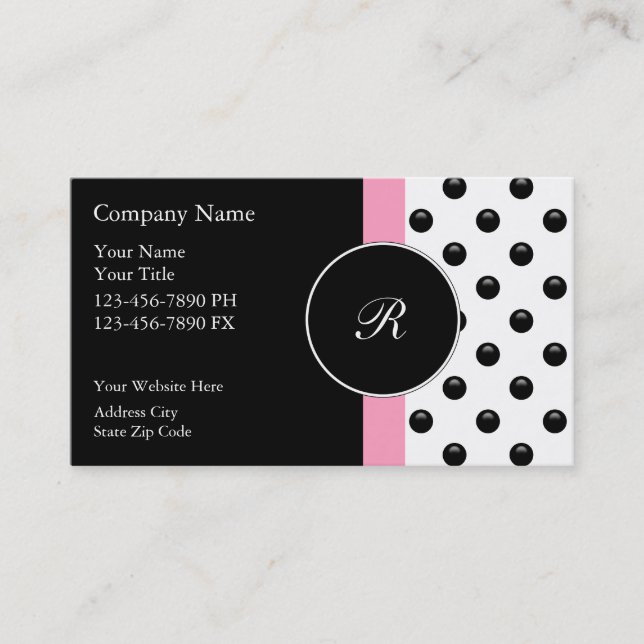 Cartes de visite à monogramme rose (Devant)