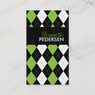 Cartes de visite à motifs de losanges verts et