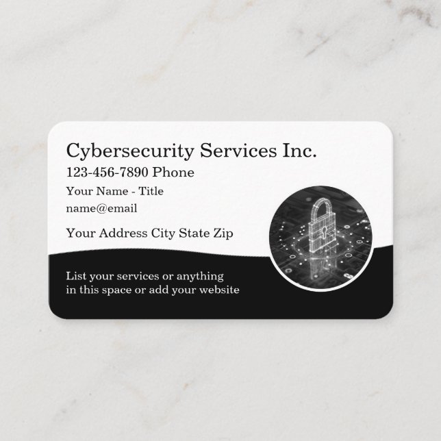 Cartes de visite à thème de cybersécurité cool (Devant)