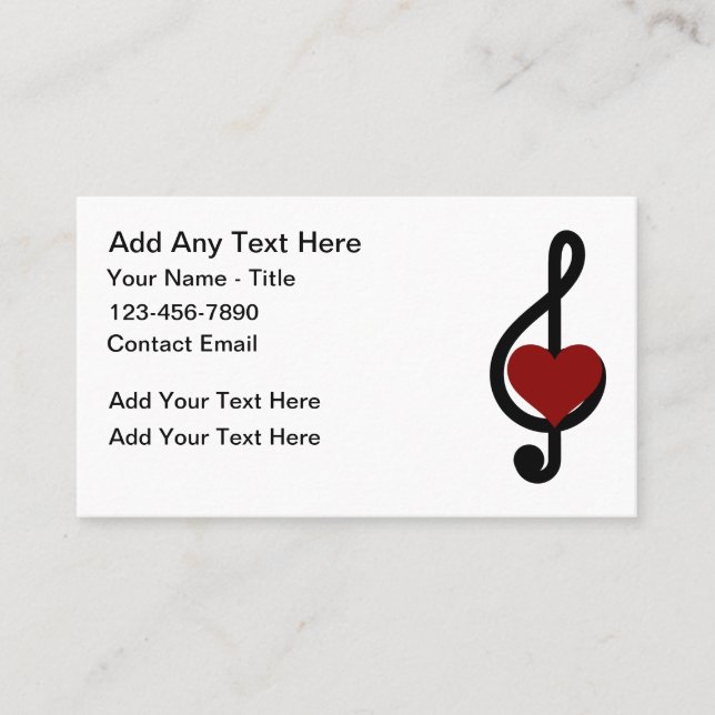 Cartes de visite à thème de notes musicales tendan (Devant)