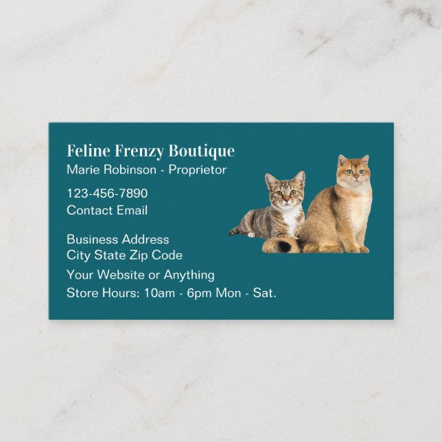 Cartes de visite à thème félin pour entreprise (Devant)