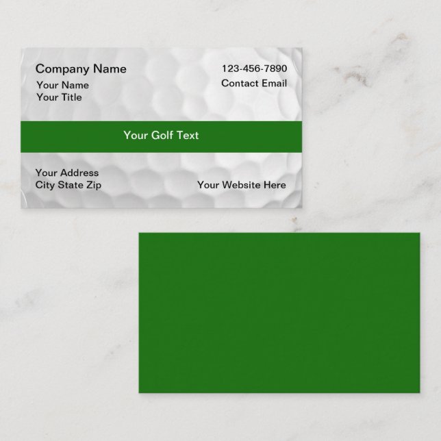 Cartes de visite à thème simple de balle de golf (Devant / Derrière)