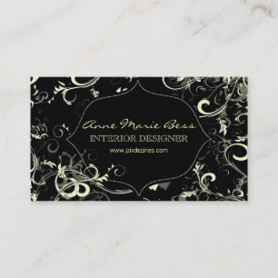 Cartes de visite à tourbillons de crème noire