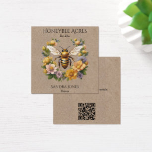 Cartes De Visite Abeille de miel sur papier Kraft avec code QR Cart