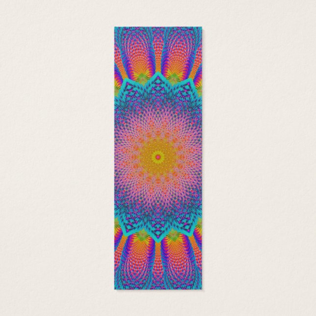 Cartes De Visite Abstrait Tournesol Fractal Pixel Signet bleu (Dos)