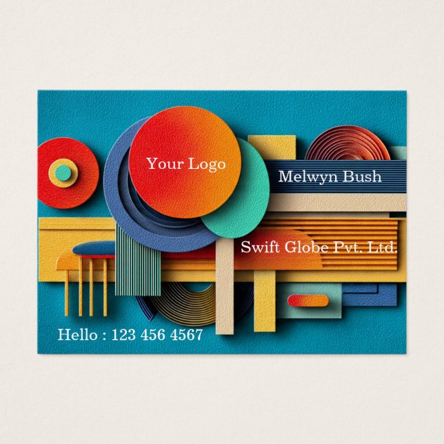Cartes de visite abstraites géométriques vibrantes (Devant)