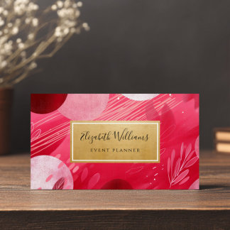 Cartes de visite abstraites or rose chaud