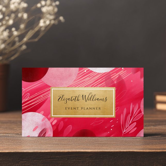 Cartes de visite abstraites or rose chaud (Créateur téléchargé)