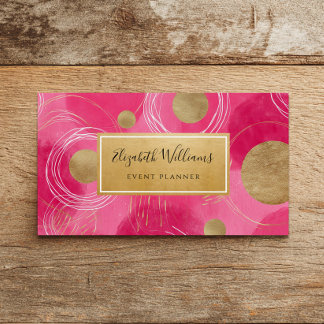 Cartes de visite abstraites or rose chaud
