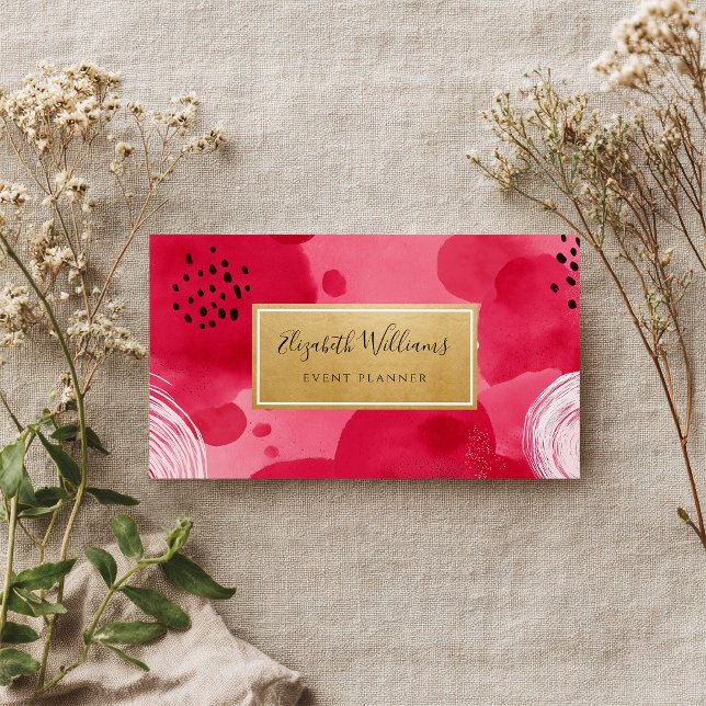 Cartes de visite abstraites or rose vif (Créateur téléchargé)