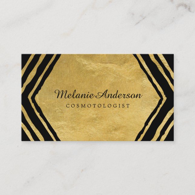 Cartes de visite abstraits de maquilleur d'or (Devant)