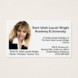 Cartes De Visite Académie et université Saint Ishah Laurah Wright
