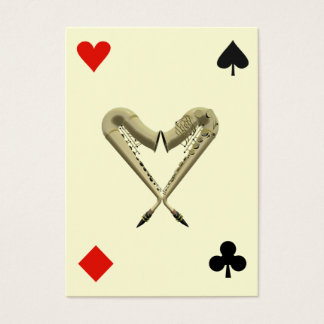 Cartes De Visite ACEO ATC Saxophones of Hearts Diamond, Spade, Club