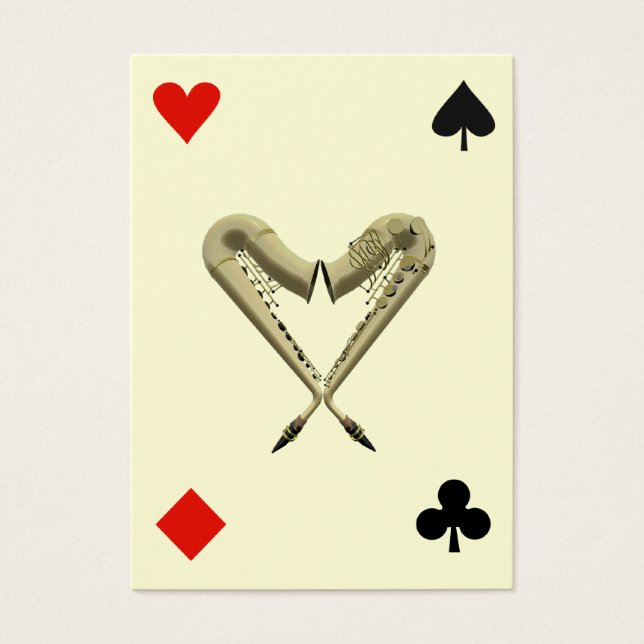 Cartes De Visite ACEO ATC Saxophones of Hearts Diamond, Spade, Club (Devant)