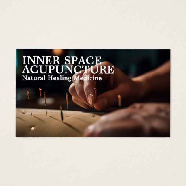 Cartes De Visite Acupuncteur travaillant sur un client (Devant)