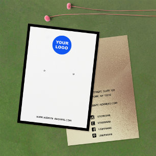 Cartes De Visite Add Logo Black Border Gold Earring Jewelry Display