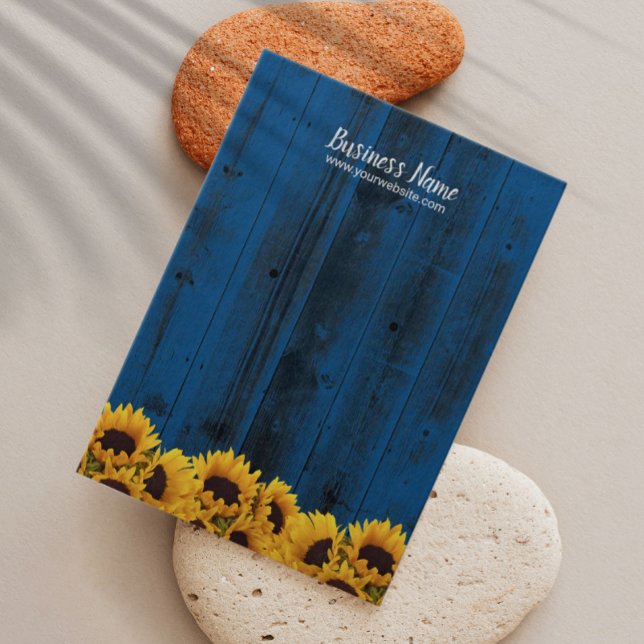 Cartes De Visite Affichage de l'oreille Tournesol Rustique Marine B (Créateur téléchargé)