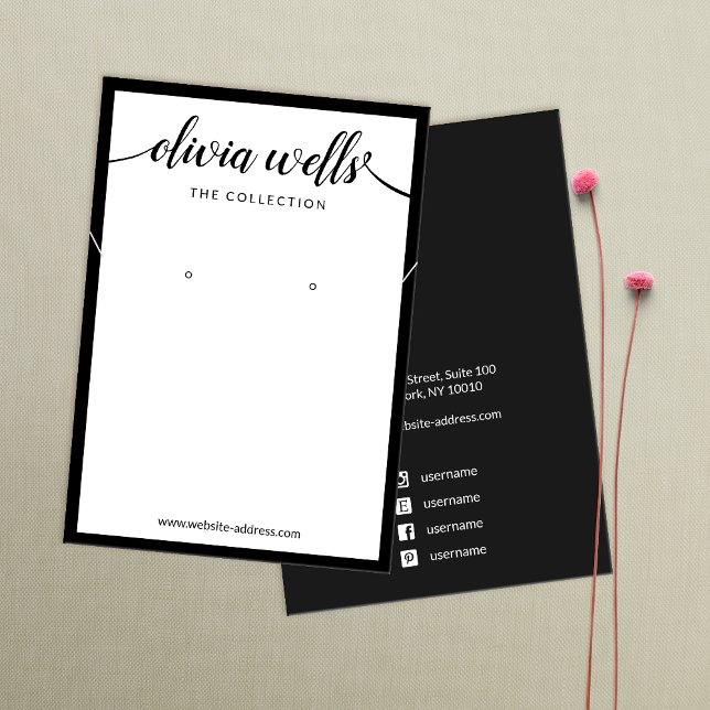 Cartes De Visite Affichage du collier d'oreille blanc du script de  (Créateur téléchargé)