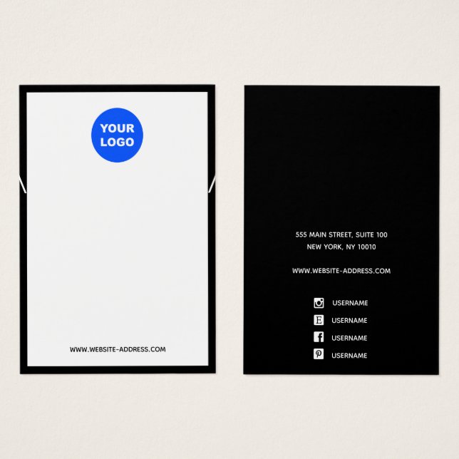 Cartes De Visite Affichage du collier noir blanc de logo (Devant & derrière)