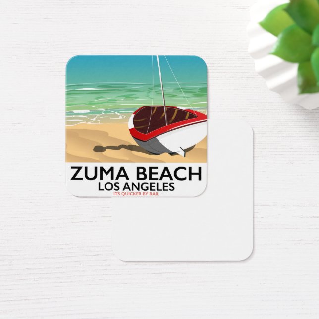 Cartes De Visite Affiche de plage de Zuma Beach LA Rail (Bureau)