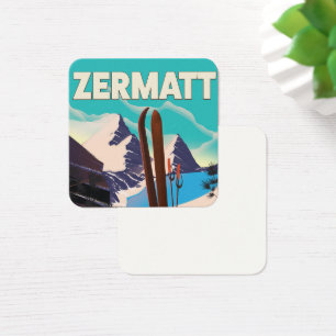 Cartes De Visite Affiche de vacances de Zermatt Ski