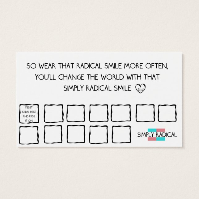 Cartes De Visite Affirmations Radical Smile (Dos)