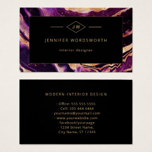 Cartes De Visite Agate Abstraite moderne professionnelle violet noi