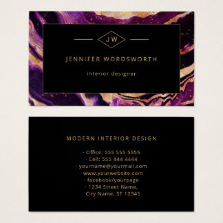 Cartes De Visite Agate Abstraite moderne professionnelle violet noi