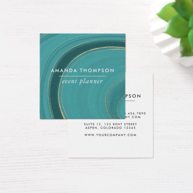 Cartes De Visite Agate Turquoise et Or (Bureau)
