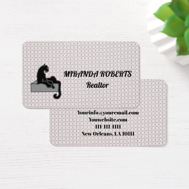 Cartes De Visite Agent immobilier noir et blanc Ajouter (Bureau)