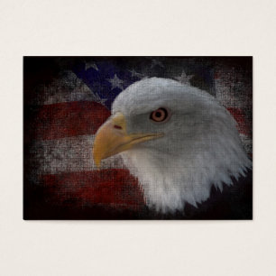 Cartes De Visite Aigle à tête blanche américaine sur drapeau