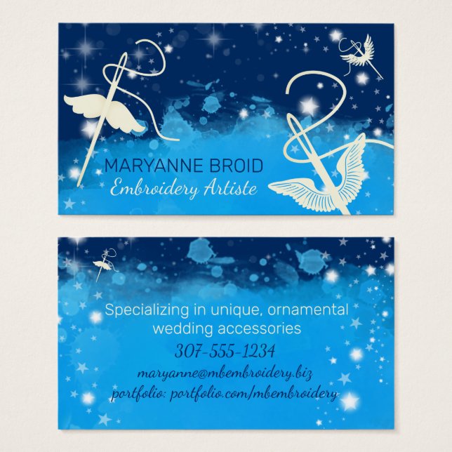 Cartes De Visite Aigle volant couture aiguille broderie quilting (Devant & derrière)