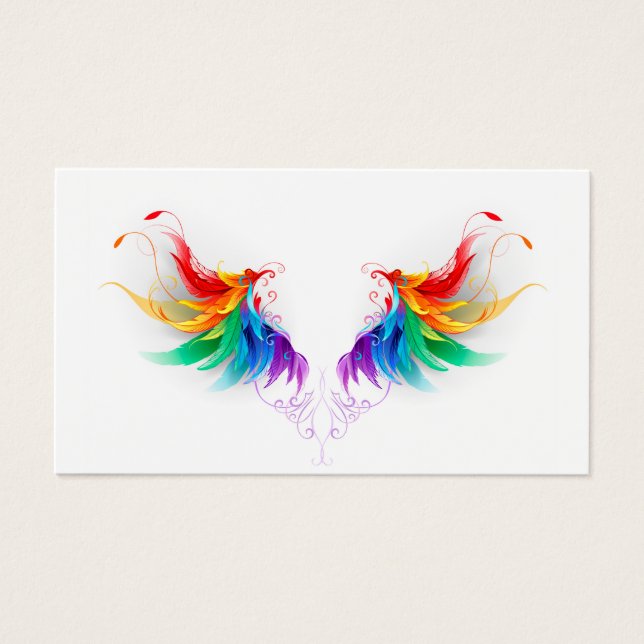 Cartes De Visite Ailes fluffy arc-en-ciel (Devant)