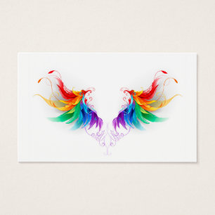 Cartes De Visite Ailes fluffy arc-en-ciel