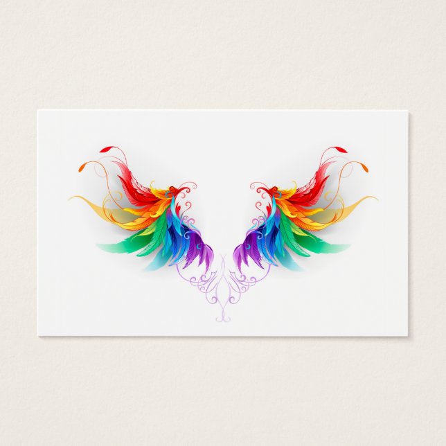 Cartes De Visite Ailes fluffy arc-en-ciel (Devant)