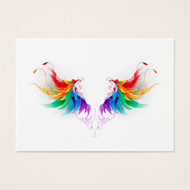 Cartes De Visite Ailes fluffy arc-en-ciel (Devant)