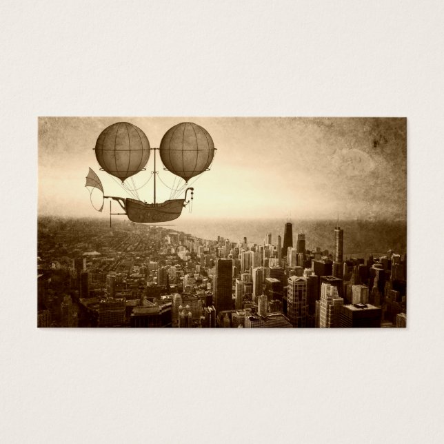 Cartes De Visite Airship Over Chicago (Devant)