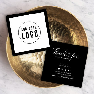 Cartes De Visite Ajouter Logo Bordure modifiable Merci social Inser