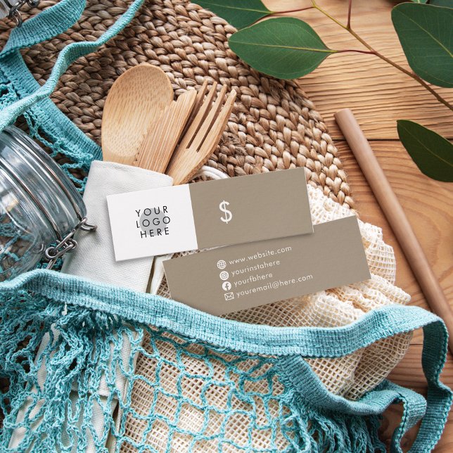 Cartes De Visite Ajouter Logo Tan Beige Grey Social Media Prix Bali (Créateur téléchargé)