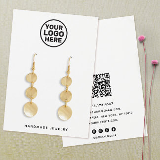Cartes De Visite Ajouter un logo blanc d'oreille d'affichage de cod