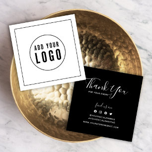 Cartes De Visite Ajouter un logo Bordure noire Merci social Inserti