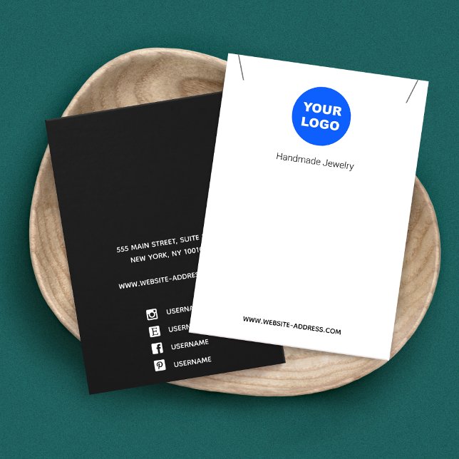 Cartes De Visite Ajouter un logo noir blanc Pendentif de collier (Créateur téléchargé)