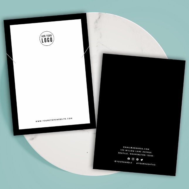 Cartes De Visite Ajouter un logo personnalisé Couleur de bordure Co (Créateur téléchargé)