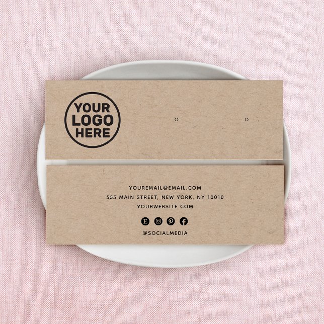 Cartes De Visite Ajouter Un Logo Personnalisé Kraft Porte-Boucles D (Créateur téléchargé)