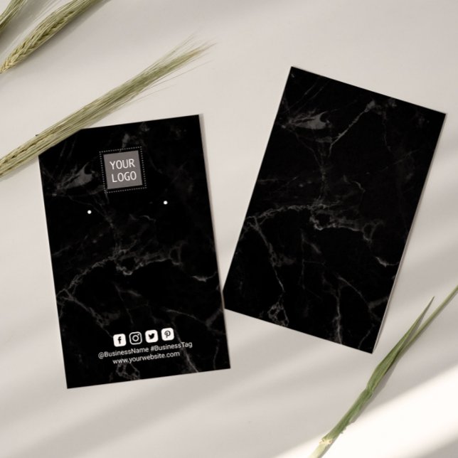 Cartes De Visite Ajouter Votre Logo Écran d'oreille en marbre noir (Créateur téléchargé)