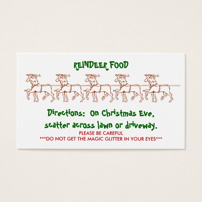 Cartes De Visite ALIMENTATION REINDEER - Customisé 2 (Devant)