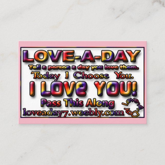 Cartes de visite amoureux au jour le jour (Devant)