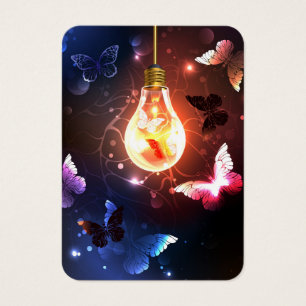Cartes De Visite Ampoule lumineuse avec papillons nocturnes