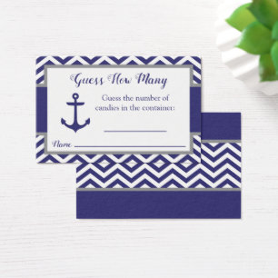 Cartes De Visite Ancre Nautique Baby shower Devinez combien de cart
