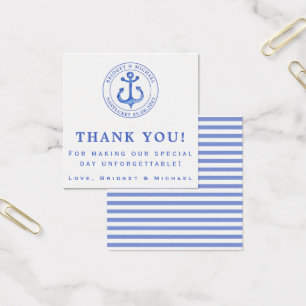 Cartes De Visite Ancre nautique bleue - Merci Mariage nautique